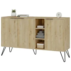 Dmora Kommode Dpenz, Wohnzimmerbuffet, Wohnzimmer-Sideboard, Moderne Küchen-Speisekammer, 142x36h83 cm, Eiche