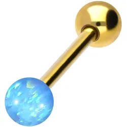 Chirurgenstahl Barbell SYNTHETISCHER OPAL + CHIRURGENSTAHL-KUGEL