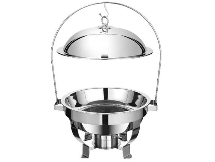 Rundes Chafing Dish-Buffet-Set aus Edelstahl chafing dish Mit Glasdeckel und Halterung for Buffetwärmer-Sets, Warmhaltetablett