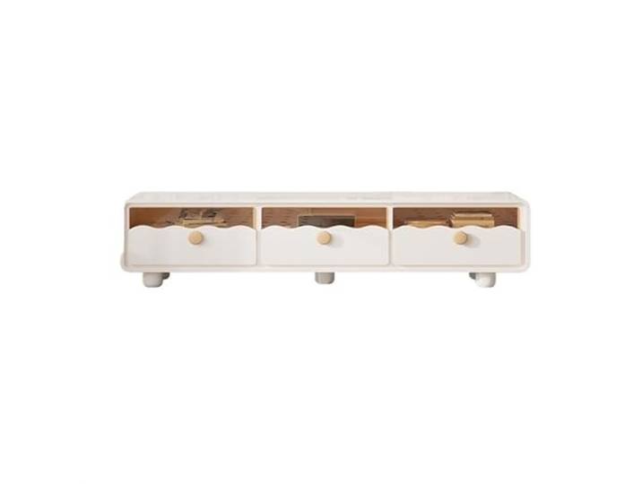 DFHS46JK Multimedia-Möbel Weißer TV-Schrank mit abgerundeten Ecken, modernes, minimalistisches Wohnzimmer für das Wohnzimmer