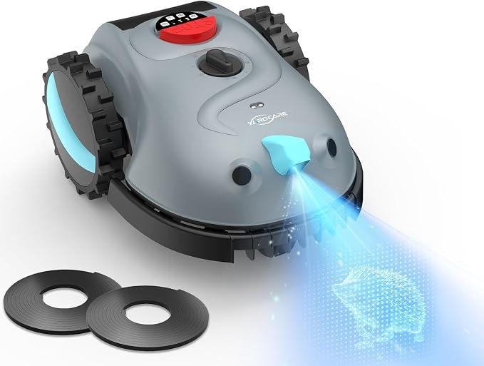 V100 Mähroboter ohne Begrenzungskabel, mit KI-Vision Navigation, Kein RTK, Kein Signalabbruch, 150 Hinderniserkennung, mit Magnetstreifen, Ersatzklingen, Empf. für kleine Gärten bis zu 150?