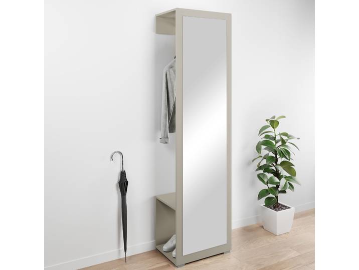 Garderobenschrank GOODPRODUCT Paris , beige (kaschmir), B:50cm H:190cm T:35cm, Schränke, Garderobenschrank, moderne Garderobenschrank 190cm, mit Kleiderstange und Frontspiegel