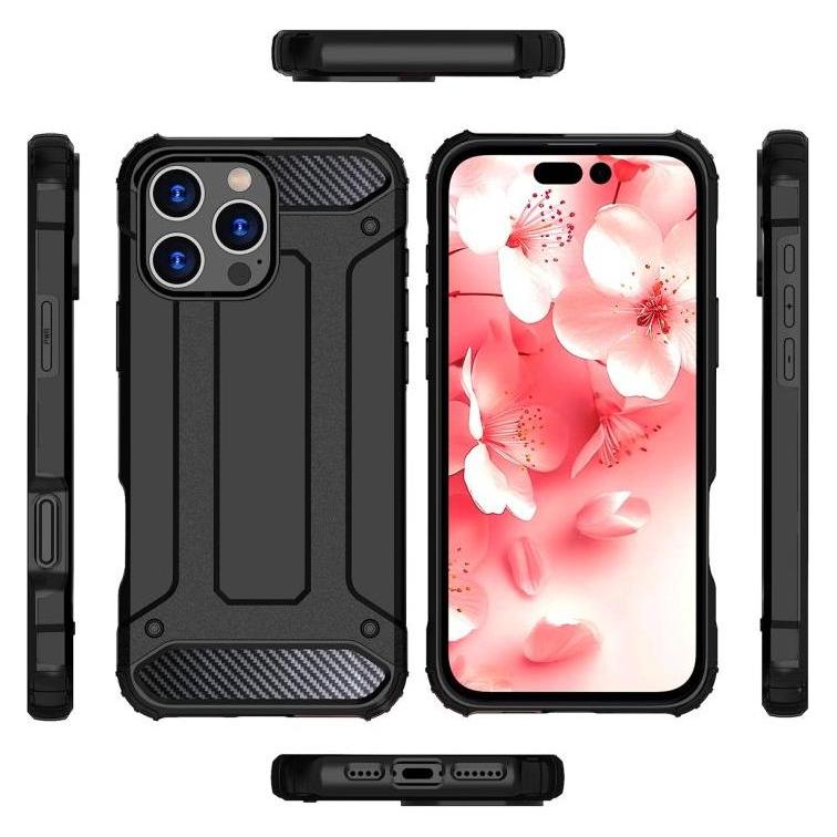 Hurtel Hybrid Armor iPhone 16 Pro Case - Black (Apple iPhone 16 Pro) (HYBRID ARMOR IPHONE 16 PRO BLACK)