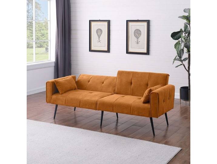 Canapé-lit futon 175×71×71 cm pliable modulable confortable tissu rembourré pour maison dortoir pièce supplémentaire espace compact