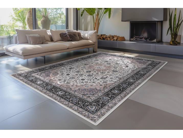 Teppich KAYOOM Rocks 425 , rosa (elfenbein), B:160cm H:6mm L:230cm, Polyester, Teppiche, Teppich, Kurzflor, Orient Optik, Wohnzimmer