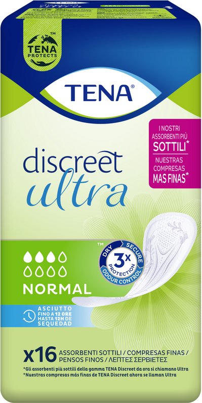 Tena Discreet Ultra Normal Incontinence Pads 16 Count