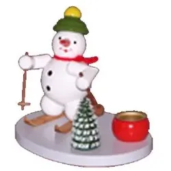 Kerzenhalter Schneemann mit Schneeschuh
