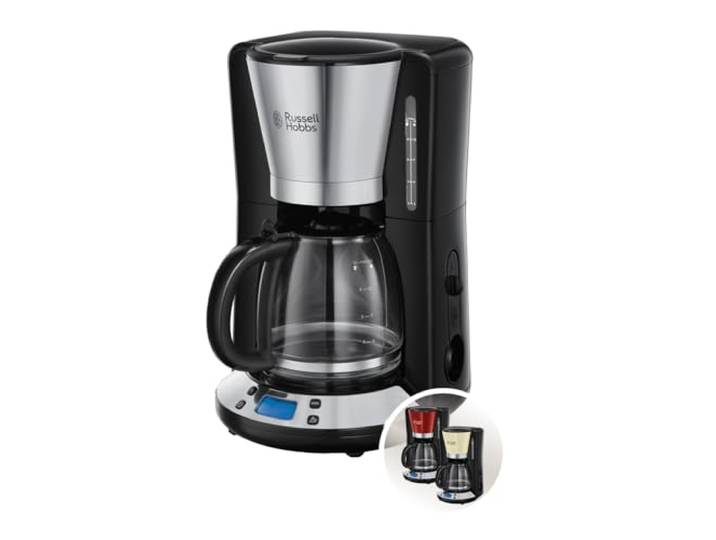 Russell Hobbs Filterkaffeemaschine Victory, Edelstahl, 1,25 l, 10 Tassen Digitaler Hochglanz-Brausekopf für optimale Extraktion, Timer, 1100W Leistung, 1,25l polierte Kaffeemaschine mit Tropf-Stopp