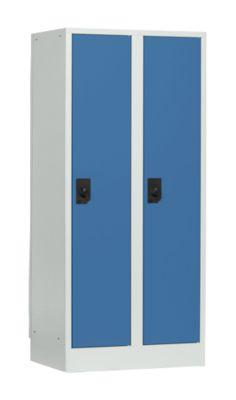 Schulspind, Abteilbreite 300 mm, Sicherheitszylinderschloss, 2 Abteile, lichtgrau/brillantblau