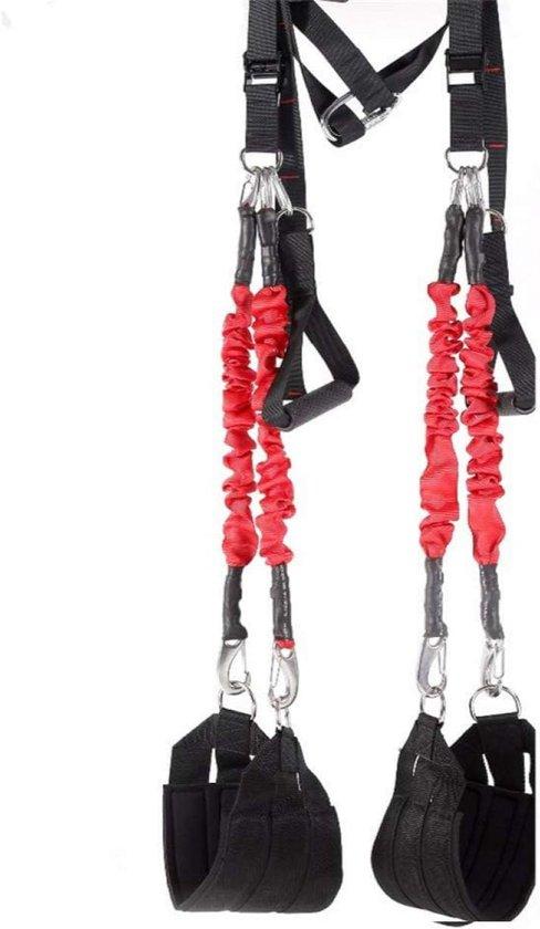 Famanu Bodyweight Fitness Trainer - Kraftbanden Set - Verstellbare Länge - 40,8 kg Widerstand - Rot