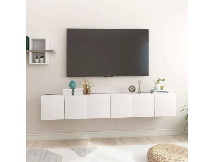 CHIC Armoire Télévision Moderne Meubles TV suspendus 3 pcs Blanc 60x30x30cm FR29176