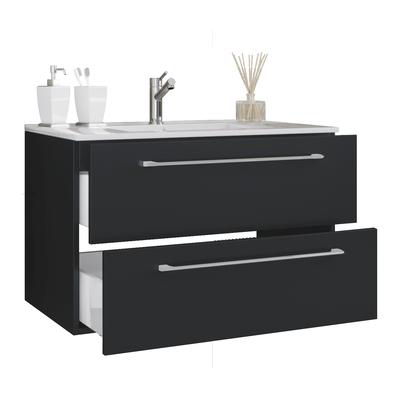 Waschtisch VCM "2-tlg. Waschplatz Waschtisch Badinos 2 Schublade", schwarz, B:80cm T:46cm, Waschtische, Waschtisch