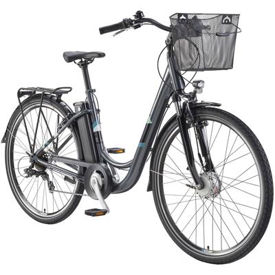 E-Bike TELEFUNKEN "Multitalent RC822" Gr. 48, grau (anthrazit, schwarz), Elektrofahrräder, 48cm, 28 Zoll (71,12cm), Elektrofahrrad, Damen Herren, 28 Zoll, 36,9 V, 531,3 Wh Akku, Pedelec