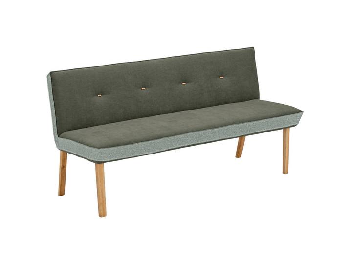 Linea Natura Sitzbank, Grün, Holz, Textil, Eiche, vollmassiv, 157x88x63 cm, Esszimmer, Bank, Sitzbänke