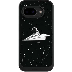 Nivocase Hülle für Google Pixel 9a Handyhülle NIVOcore Case Schwarz Astronaut Comic Papier (Google Pixel 9a), Smartphone Hülle, Schwarz