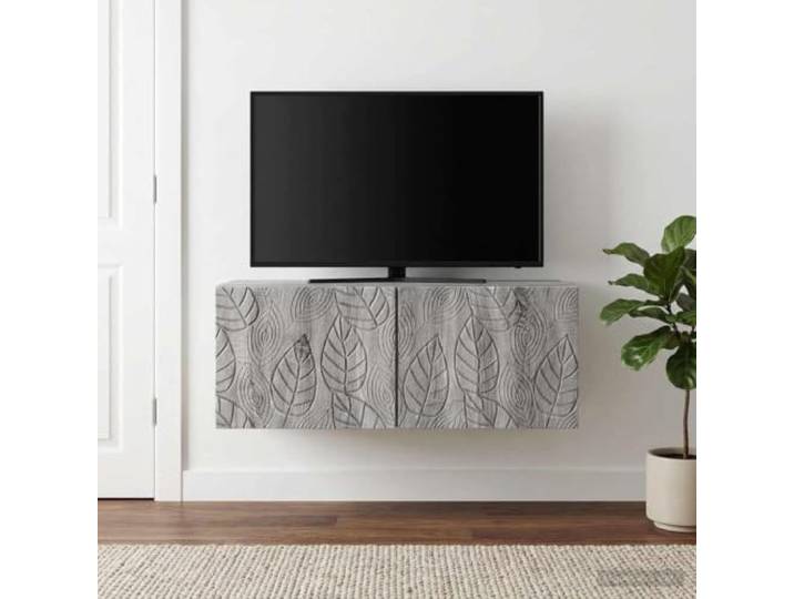 Wandmontierter TV-Schrank 98x31 cm Grau Sonoma Holzwerkstoff mit 2 Türen 98x31 cm, Grau Sonoma, Holzwerkstoff, Wandmontage, 90°-Scharniere, vielseitig, pflegeleicht