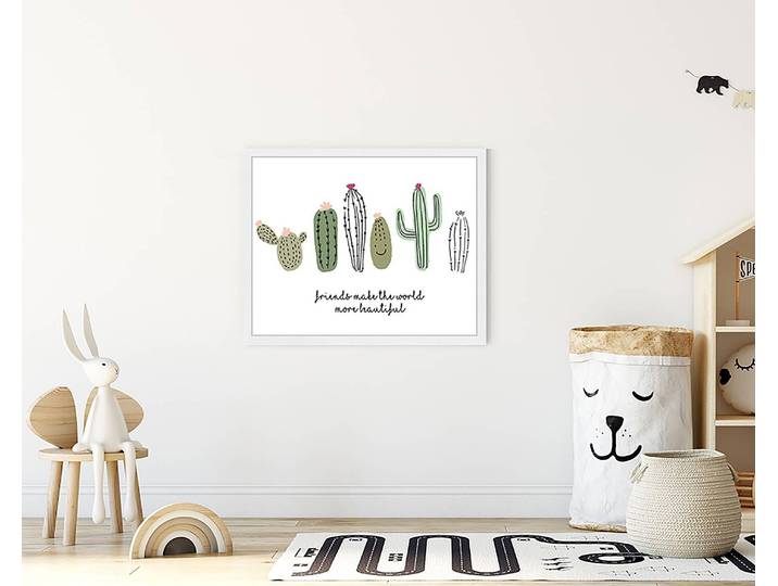 Tableau déco Cactus Friends 43 x 53cm Multicolore