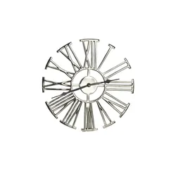 HOME STORY Wanduhr   , silber , Aluminium , Maße (cm): H: 1  Ø: 41