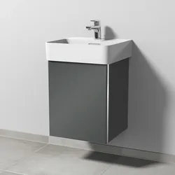 Sanipa 3way Waschtischunterbau zu Laufen VAL Waschtisch mit 1 Tür, Anthrazit-Glanz BS81979