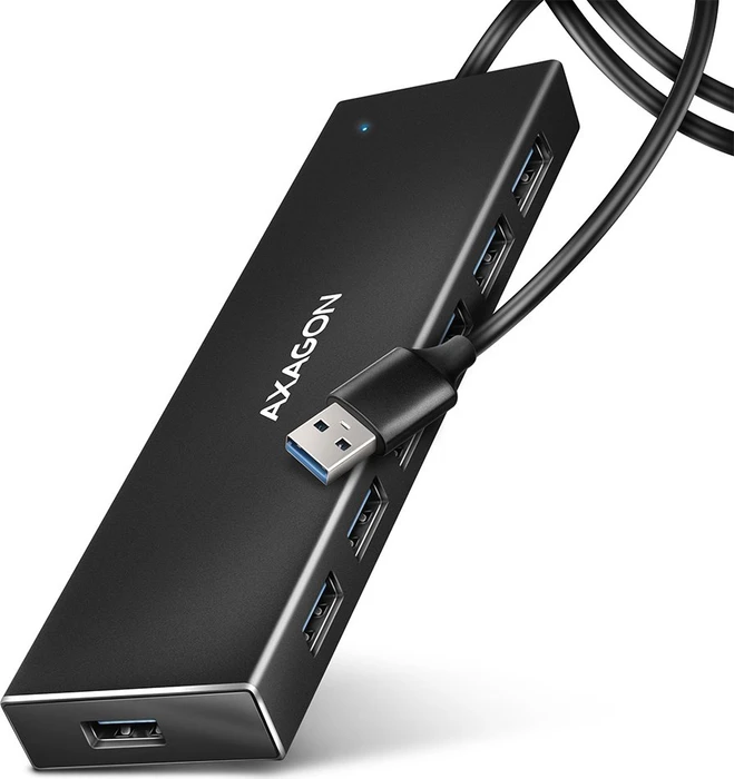 AXAGON HUE-F7A CHARGING Hub, USB-A 5Gbps, 7x USB-A, micro USB power IN, USB-A cable 1 m