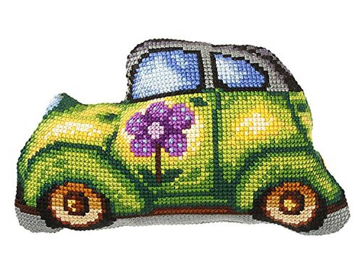 Orchidea Groot kussen: Kruissteek Kit, Groene Auto, 45 x 29cm