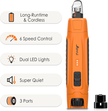 Happy Pet Pantry 6 Speed Quiet Pet Nail Grinder & Dog Nail Trimmer With Dual LED Lights orange