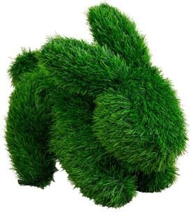 Nearly Natural 14-in UV Resistant Artificial Grass Garden Plush Topiary Bunny Rabbit - Green