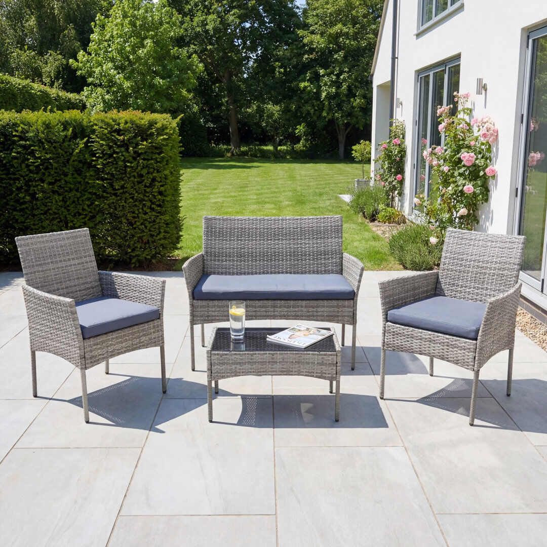 17 Stories Corato 4-Seat Rattan Patio Set Grey 4