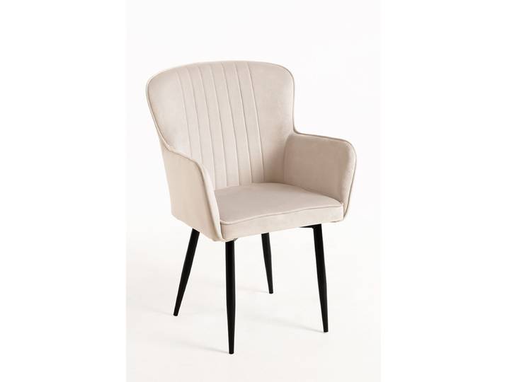 2er Set Dalye Samt Stühle - Beige