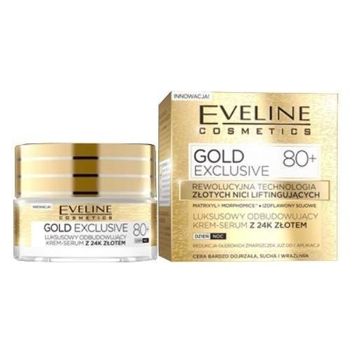 Eveline Gold Exclusive 80+ luxurious restorative cream-serum with 24k gold for very mature skin (50 ml) (5901761975574)