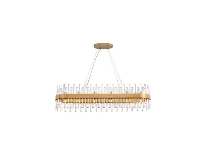 Dimmbare, ovale LED Design Pendellampe „Grace“ Gold, Transparent 28-flammig / 120 cm Schuller
