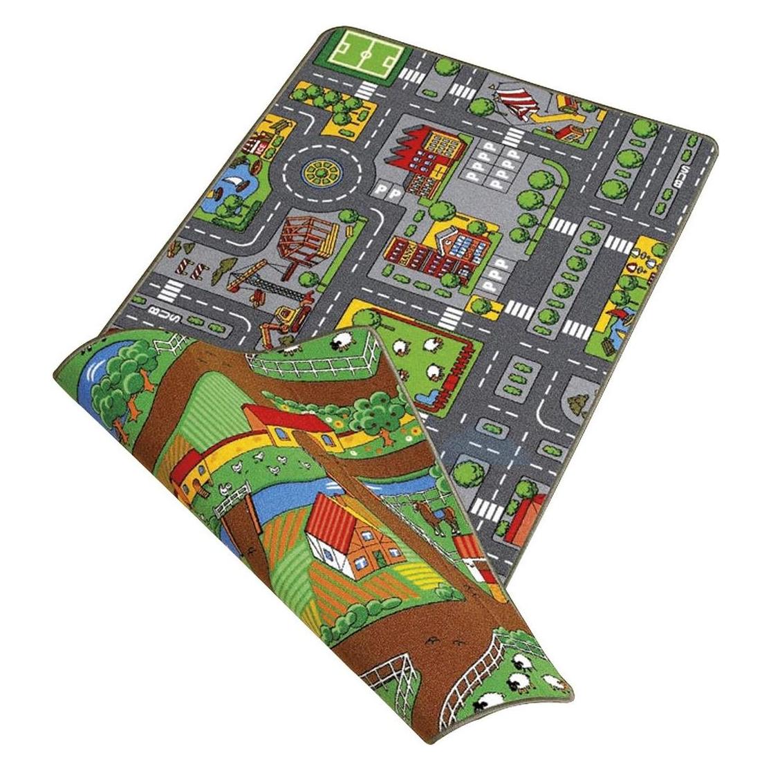 Paradiso Toys Bil Vendbart By/Bondegård biltaeppe 80 x 120 cm (67 x 100 cm) (T02900)
