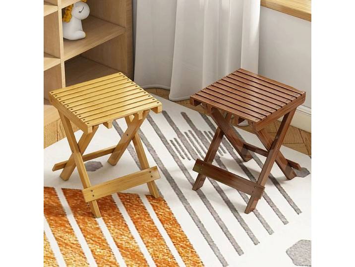 Tabouret pliant portable en bambou pour la maison, tabouret de salon, chaise pliante, tabouret à chaussures