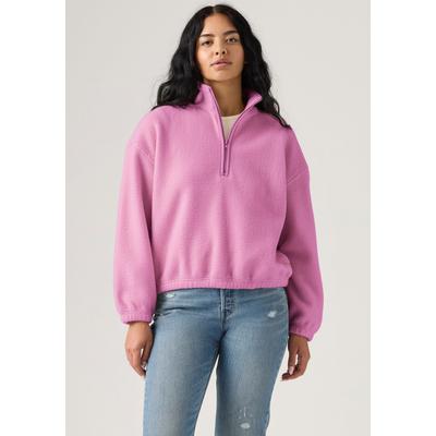 Fleecepullover LEVI'S "LSE_DELTA 1/4 ZIP", Damen, Gr. S (36), rosa (crocus), Fleece, Obermaterial: 100% Polyester, bequem taillenbedeckt, ohne Ausschnitt, elastischer Bund, Sweatshirts Fleecepullover, Pflegeleichte Fleece- Qualität