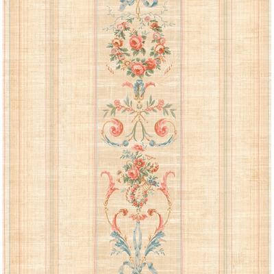 Seabrook Designs Valeriane Floral Stripe Unpasted Wallpaper