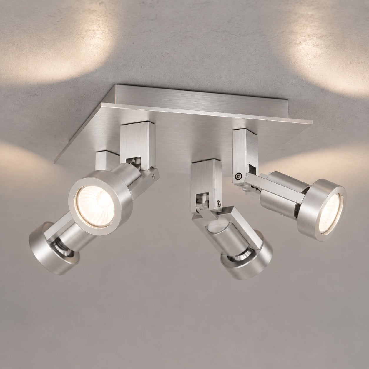 Artdelight Plafondspot Tech 4-lichts Aluminium Zilver