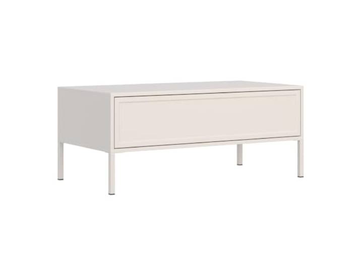 Selsey Couchtisch 100 x 50 x 40 cm, mit Schublade, Taupe, Push-to-Open gefräste Front im 3D-Design, Push-to-Open ohne Griffe, Kugelrollenführungen GTV, hohe schlanke Metallbeine