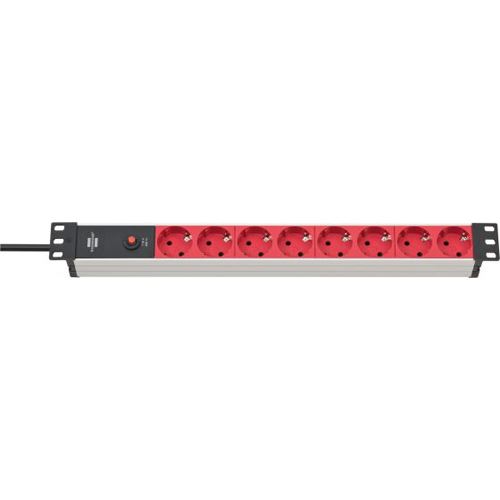 2.00m Brennenstuhl Steckdosenleiste Alu-Line 48,3cm 8fach, rot