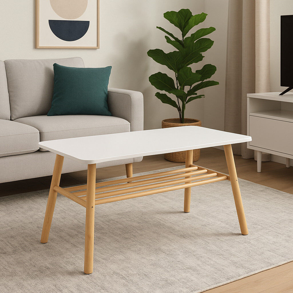 Norden Home Maribel Four Leg Coffee Table with Storage White