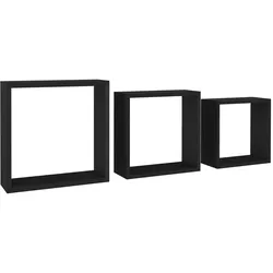 vidaXL Würfelregale 3 Stk. Schwarz MDF