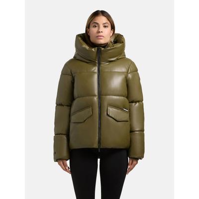 Steppjacke KHUJO "Aurora", Damen, Gr. S (36), grün (olivgrün), Obermaterial: 100% Polyurethan. Innenfutter: 100% Polyester. Wattierung: 100% Polyester. Beschichtung: 100% Polyurethan, loose fit hüftbedeckend, hoch geschlossener Ausschnitt, Ärmel...