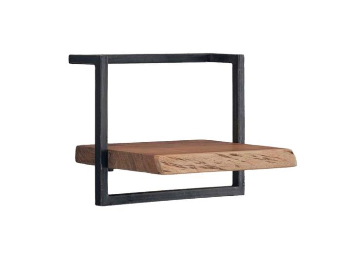 Etagère murale bord naturel en acacia massif cadre acier vieilli l40cm