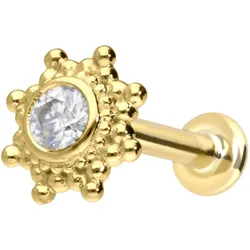 14 Karat Gold Labret mit Innengewinde MOISSANIT-SONNE