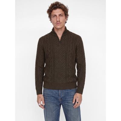 Strickpullover JACK & JONES "JPRBLUCALLUM CABLE KNIT HALF ZIP", Herren, Gr. L, braun (ganache detail:melange), Strick, Obermaterial: 57% Polyacryl, 43% Baumwolle, meliert, regular fit normal, ohne Ausschnitt, Bündchen, Pullover Strickpullover,...