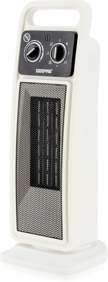 Geepas PTC Ceramic Fan Heater   3 Heat Settings Fan/1400/2000W   Fast Heating Electric Space Heater with Adjustable Thermostat Safety Cut-Off Tip-Over White 20cm H X 53cm W X 19cm D