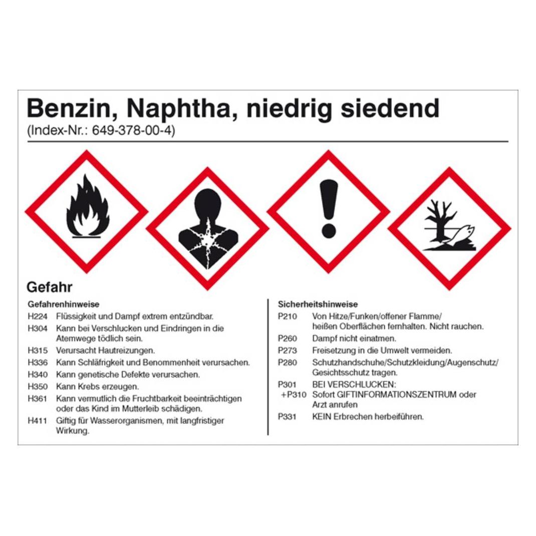 Wolk 21.B2042 Hinweisschild Gefahrstoffetikett Benzin Folie selbstklebend (21.B2042)