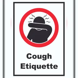 HB-Druck Cough Etiquette Symbol und Text Schild A0 Rückseite selbstklebend