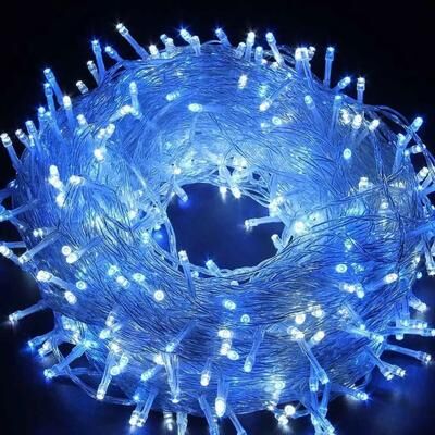 Fusion Finds 10M 20M 50M 100M Christmas Garland Lights LED String Fairy Light Festoon Lamp Outdoor Decorative Lighting For Wedding Pa 10m 100 Leds AC220v Blue