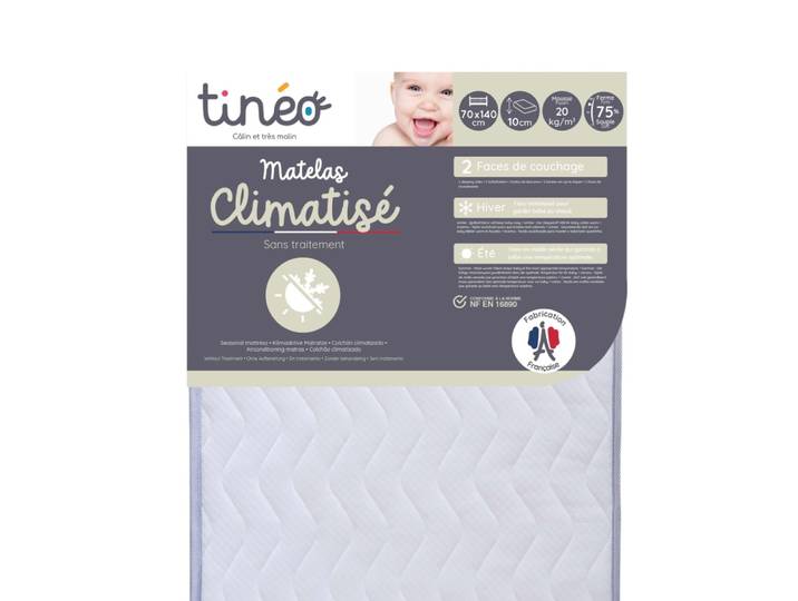 Matelas 70x140 cm pour lit bébé Climatisé - Face été/Face hiver