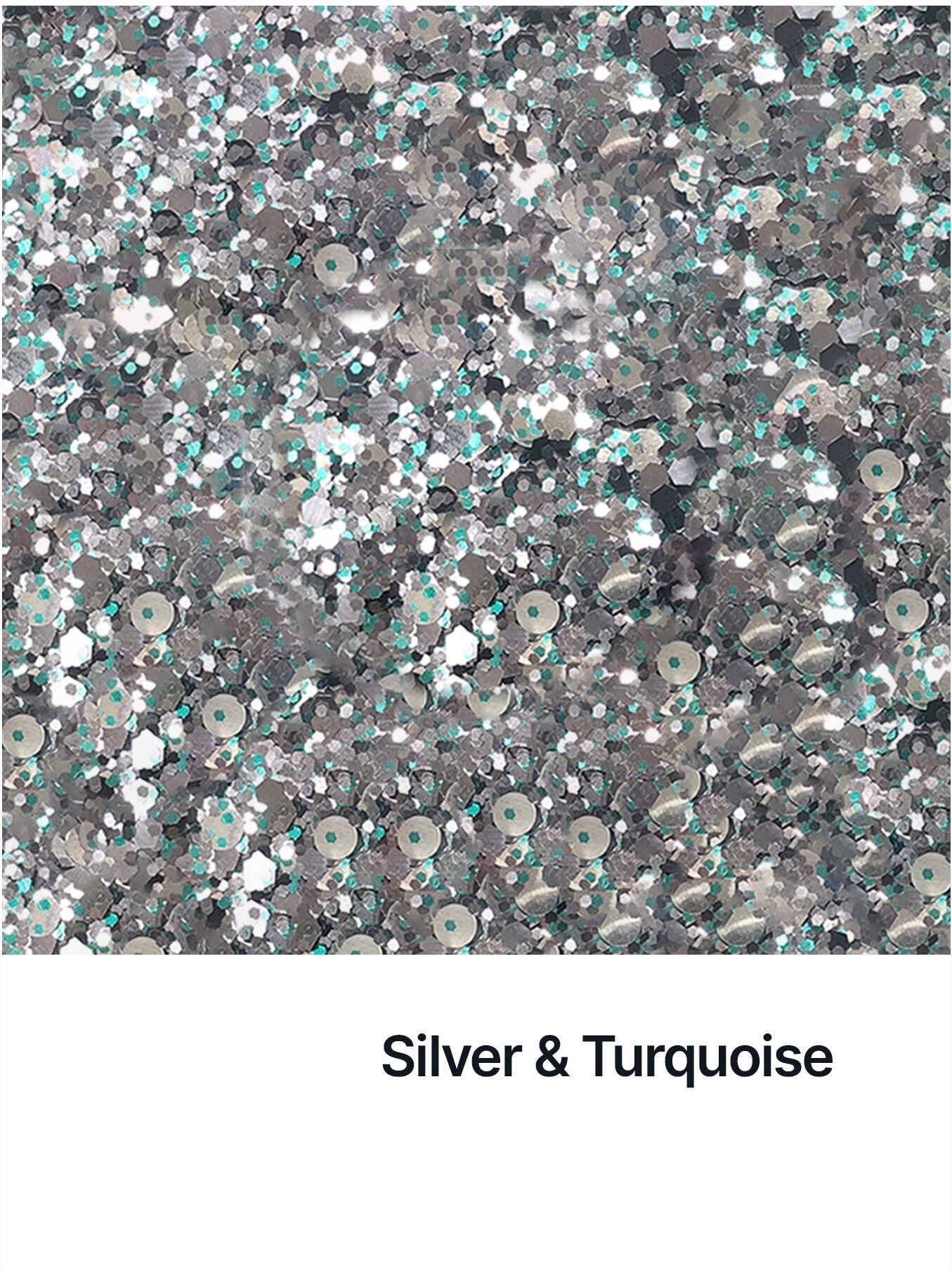 Hemway Glitter Mix Shaker 105g / 3.7oz   Silver & Turquoise   Cosmetic, Festival, Epoxy Resin, Crafts - Silver & Turquoise - 105g